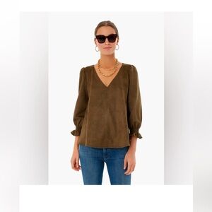 Tuckernuck Easton suede Chocolate Blouse size medium